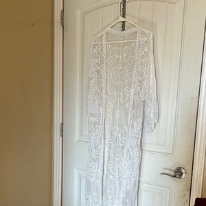 White Lace Kimono Cover-Up